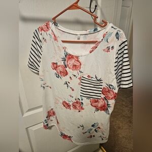 Floral and Striped Women's Top